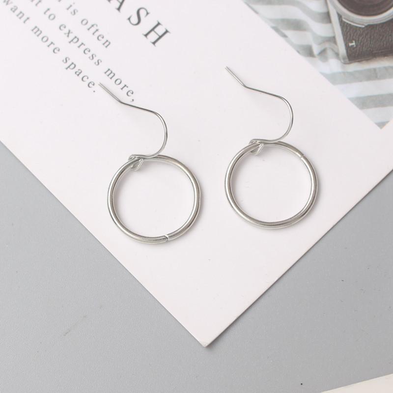 Simple Smooth Round Circle Drop Dangle Earrings for Female Geometric Pendant Ear Wedding Jewelry