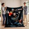 Koi Fish Yin-yang Design with Vibrant Colors. Flannel Blanket for Bedroom, Living Room, Sofa, and Nap Sofas.
