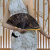 Bamboo Folding Fan with Tassels Hollow Ribs Portable Summer Hand Held Fan Decoration Dance Performance Props Party Costume Accessories
