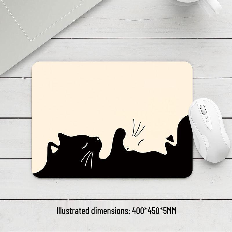 Black Cat Small Mouse Pad - Thickened, High Appearance, Locked Edge, Office Desktop, Hot Selling
