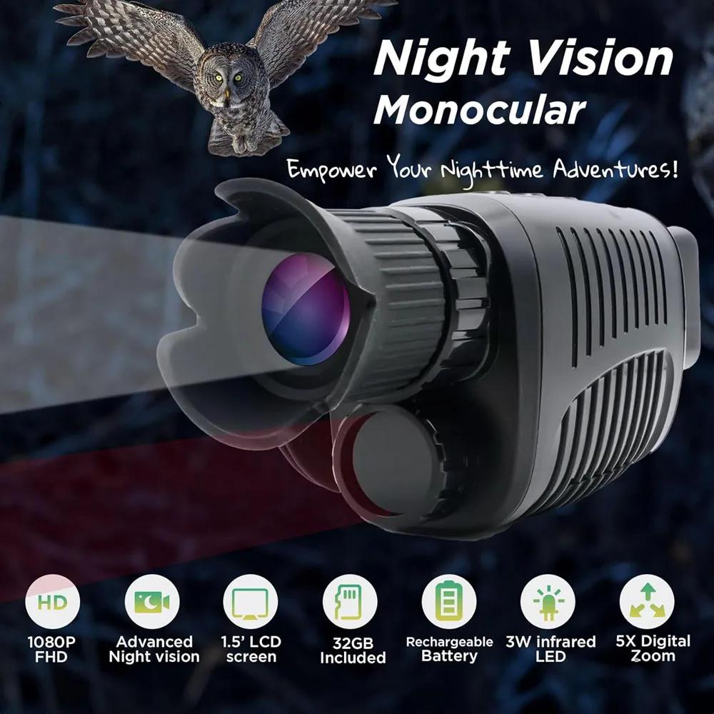 R7 Monocular Telescope,1080p 2.5K Infrared Night Vision Divice,Video Playback for Travel,Camping,Hunting,Surveillance,Boating