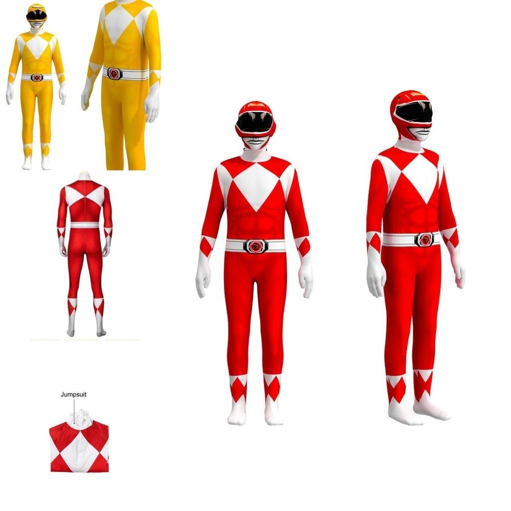 Power Rangers Costume Kids Adult Cosplay Fancy Dress Party Jumpsuit Superhero