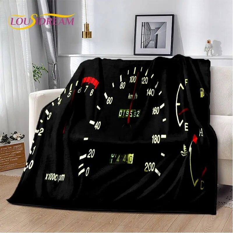 3D-Rennwagen-Armaturenbrett, weiche Plüsch-Steppdecke, Flanelldecke, Überwurfdecke für Wohnzimmer, Schlafzimmer, Bett, Sofa, Picknick-Abdeckung