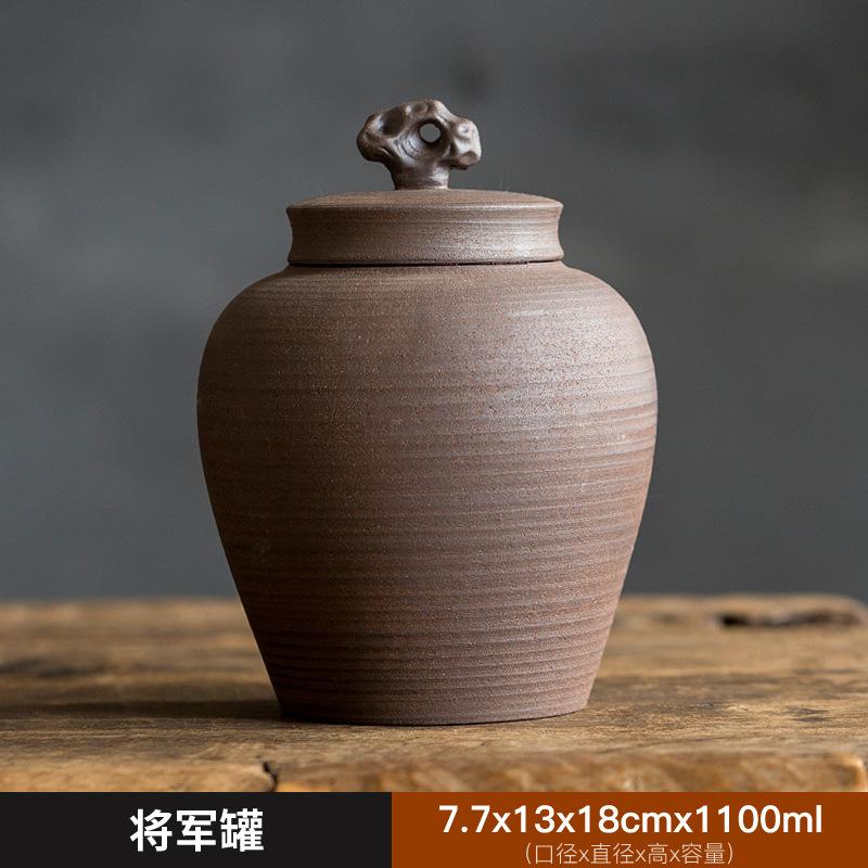 tea and sugar storage jar Rough pottery tea jar household portable ceramic sealed jar small tea can moisture-proof sealed can