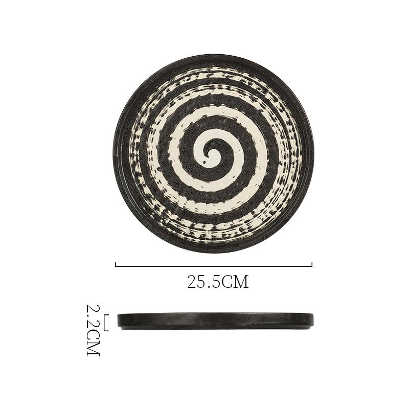 Japanese Creative Steak Plate Ceramic Tableware With Edge Flat Plate A Variety Of Retro Western Plate Flat Plate