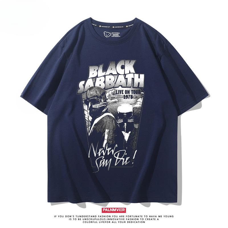 Heavy Metal Rock Band Black Sabbath, Black Sabbath Punk Style Printed Short Sleeved Loose Fitting T-shirt Trend