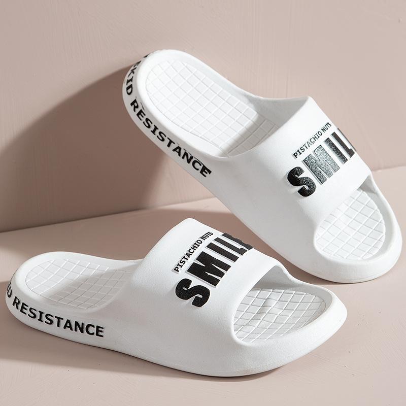 

2024 Летние домашние мужские тапочки Простые черные белые туфли для влюбленных Нескользящие шлепанцы для ванной Шлепанцы мужские пляжные тапочки 42-43 белый