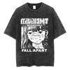 Washed Vintage Anime Oyasumi Goodnight Punpun Aiko Tanaka Midnight Fall Apart Graphic T Shirt Manga Oversized T-shirts Unisex