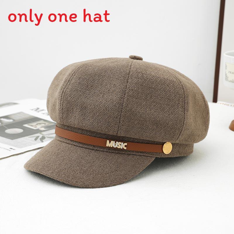 

Осенняя восьмиугольная шляпа для женщин, теплая, ветрозащитная, фетровая, с широкими полями, классический модный аксессуар Coffee Brown