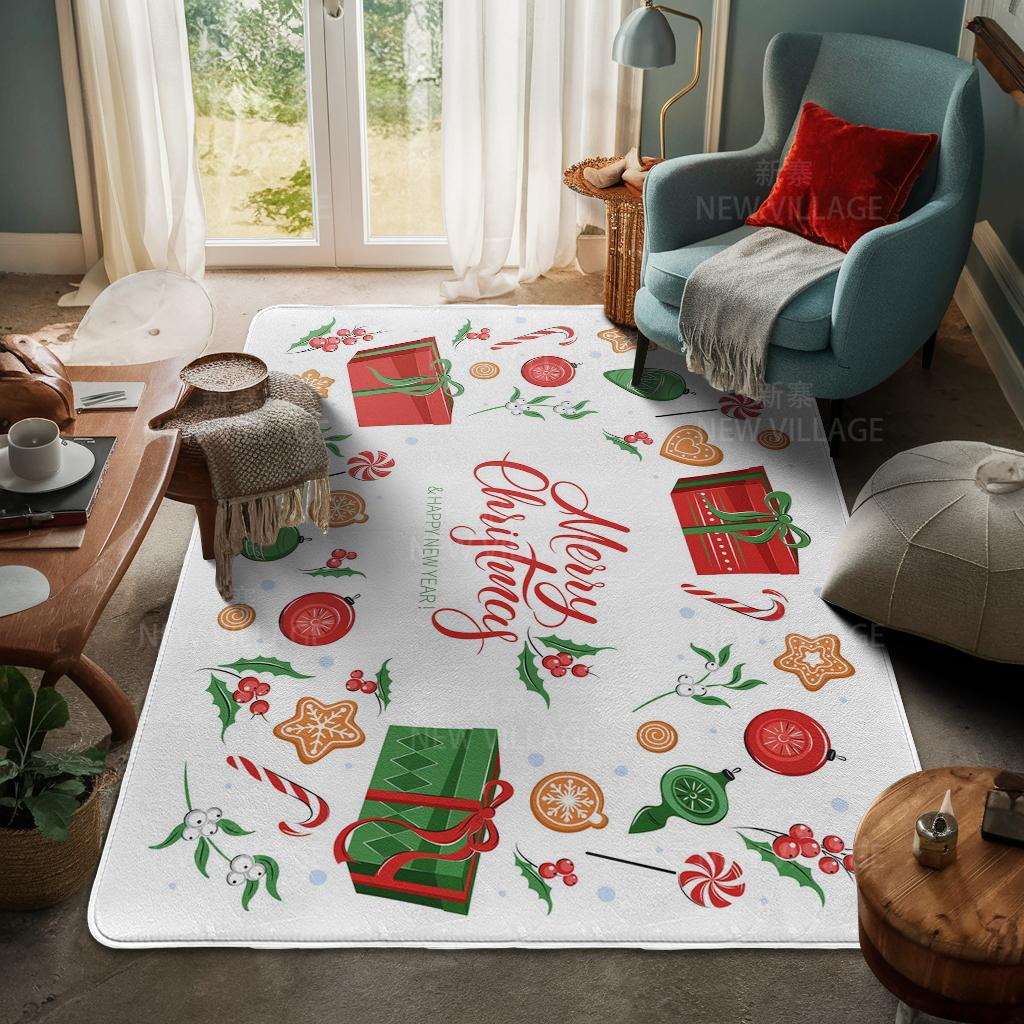 House Entrance Carpet Home Door Mat Living Room Bath Foot Bathroom Non-slip Water Absorption Rugs Bath Merry Christmas Winter
