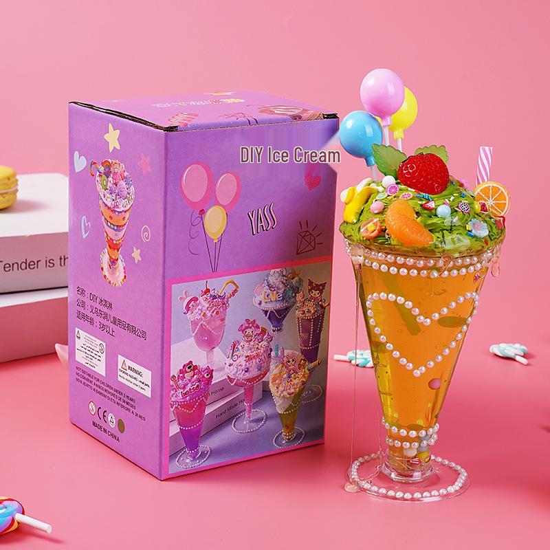 Kids' DIY Ice Cream Toy Set with Colored Clay & Crystal Mud