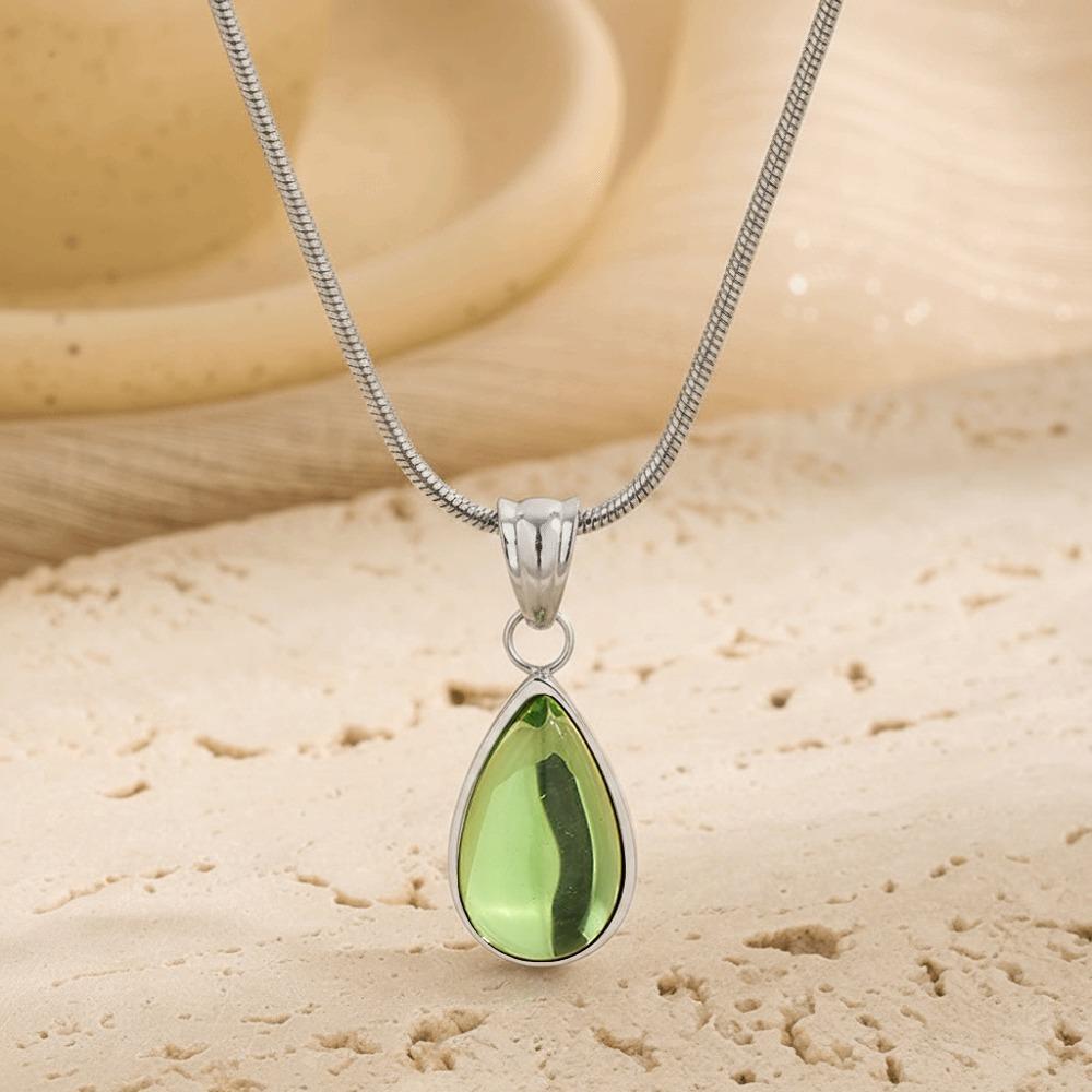Clear Water Drop Necklace Gold Plated Chain Necklace Droplet Necklace Collarbone Chain Color-4