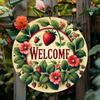 Vintage Strawberry Welcome Sign Metal Tin Art Decor For Home Office