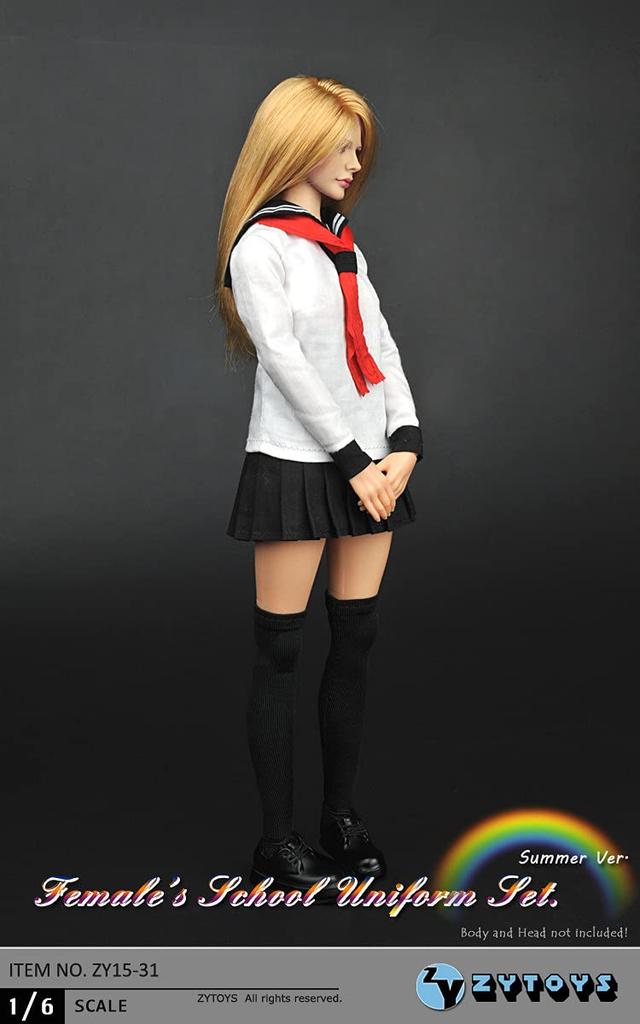 [TOYBARJAPAN] 1/6 Scale Figure Accessories/ZYTOYS ZY15-31 Female Student Summer Sailor Uniform, Stockings, and Shoes Set (Body and Head Not Included)
