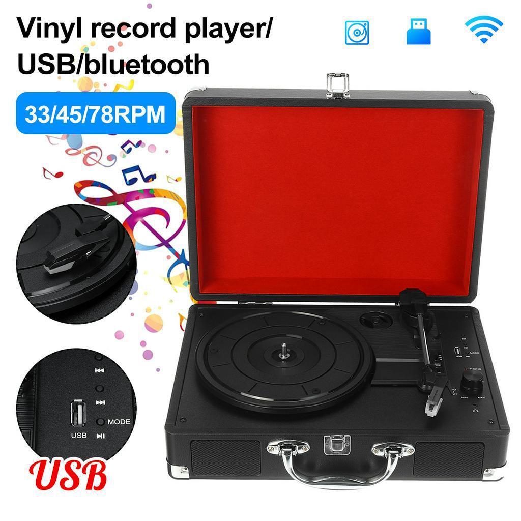 33/45/78RPM Record Vintage Phonograph Record Player Music Player Stereo Sound Turntables Portable Turntable Player with Speakers