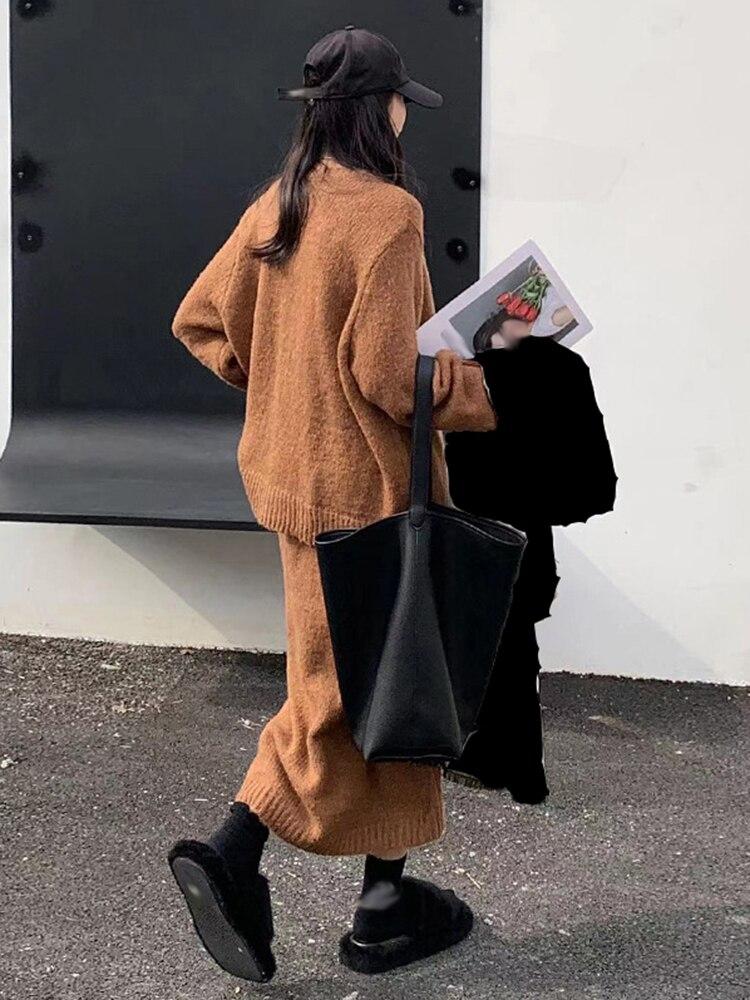 Xitao Jednobarevné ležérní pletení dvoudílné sady SMH1212