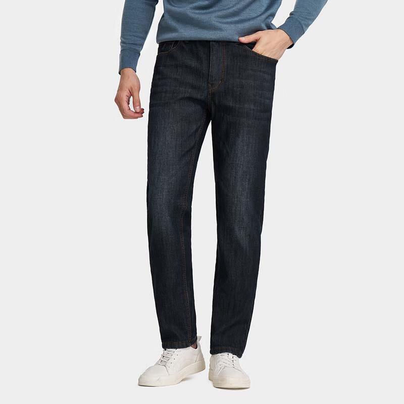 TRIES Men's Fleece-Lined Slim Straight Denim Jeans