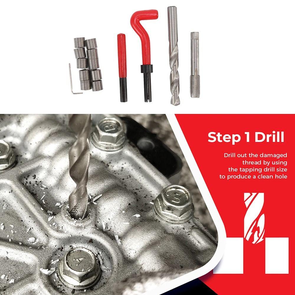 30Pcs/Set Metric Thread Thread Repair Insert Kit M5 M6 M8 M10 Helicoil Stainless Steel Car Pro Coil Tool Screw Thread Inserts