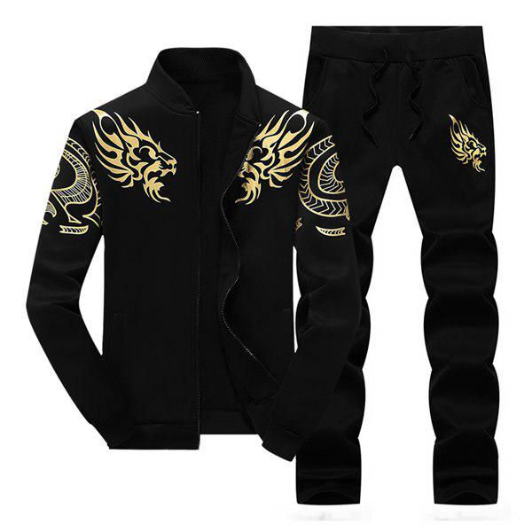 

Men s Sports Suit Set Two Pcs Autumn Sports Men s Suit Fitness Cap Sweaters Jacket + Pants Sets M чёрный