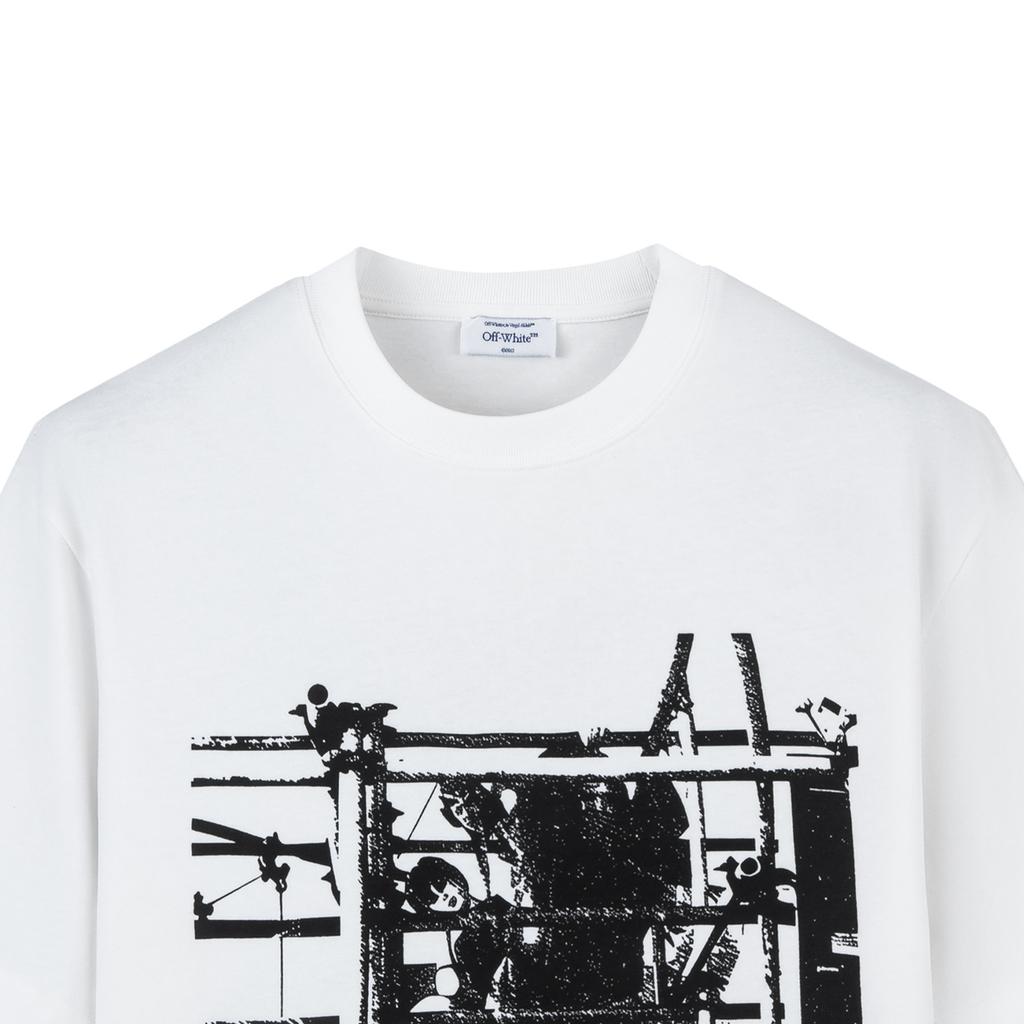 Off-White SS26 Vintage American Hand-Painted Distressed Portrait Print Design Fashion Light Luxury Trendy Versatile Short Sleeve T-Shirt OFFTEGLOG777Q