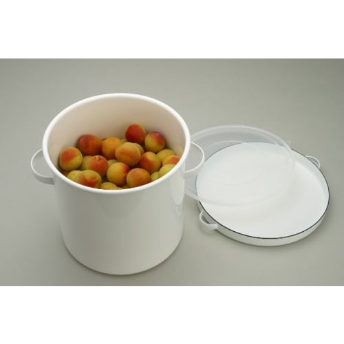 Nodahoro Enamel Round Storage Container, 21cm, with Sealable Lid, for Miso, Rice, Umeboshi, and Rice Bran Pickles, Made In Japan, WRS-21