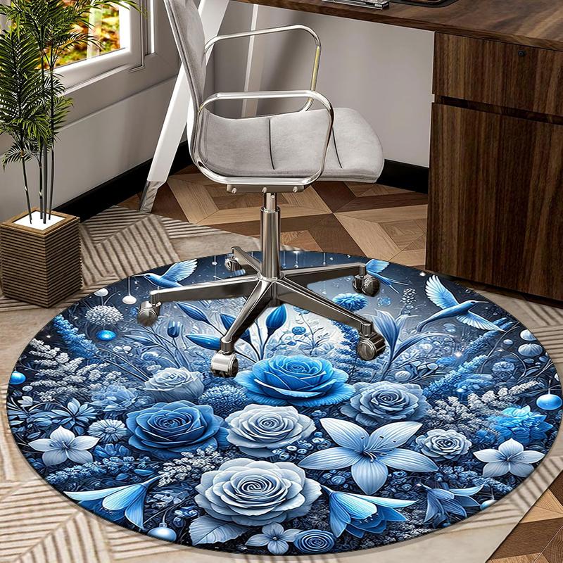 Colorful Dahlia Flowers round carpet Chair cushion Round Entryway Rug, Soft Round Rugs for Living Room, Bedroom, Circle Carpet decor gifts