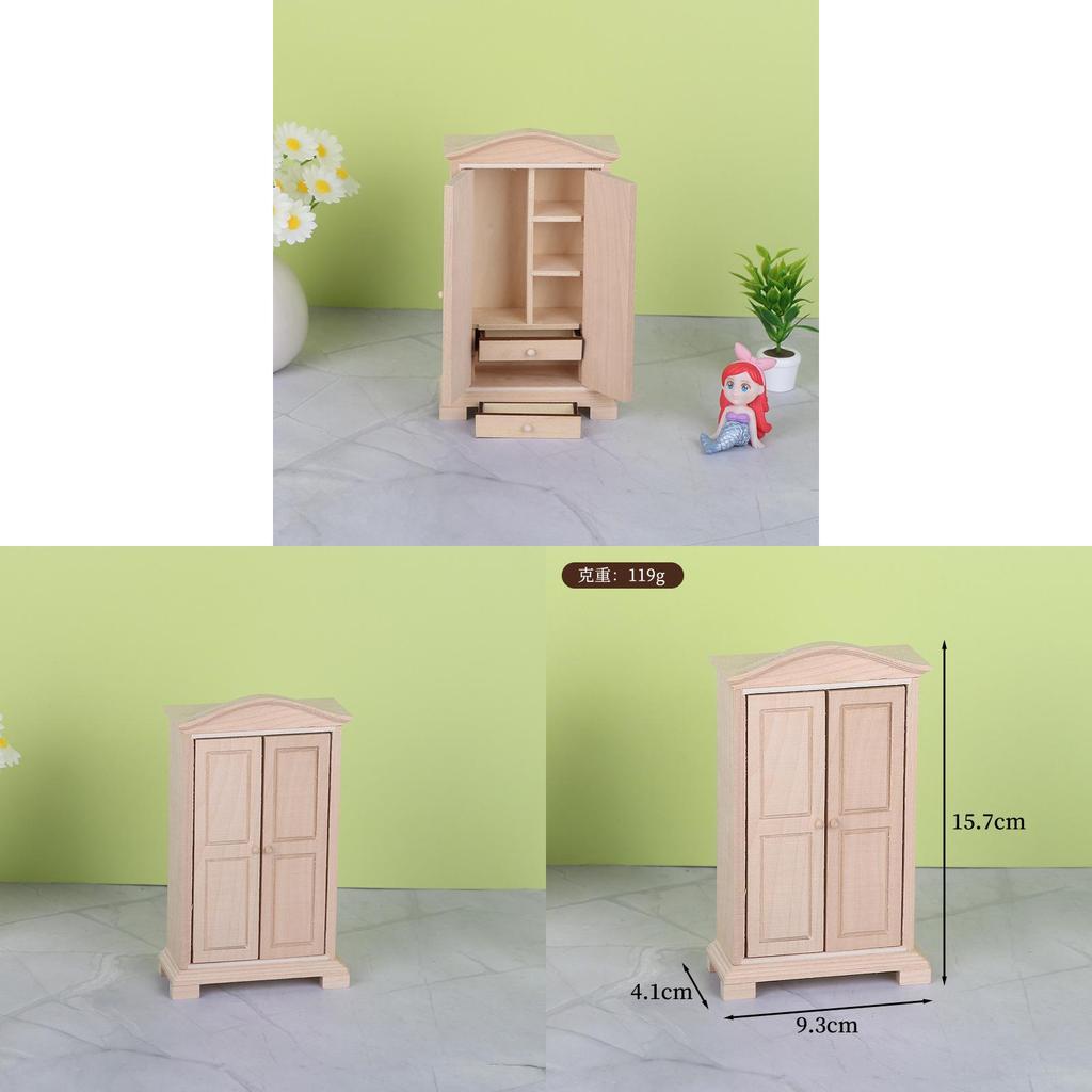 Dollhouse Miniature Furniture With Wooden Material For Rustic Bedroom Decor