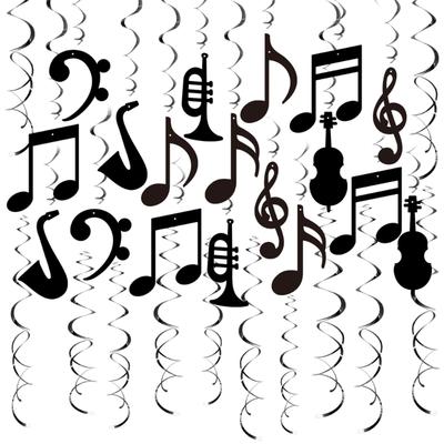 30 Stück Musiknoten Hängende Wirbeldekorationen für Party- und Eventfeier mit Musiknoten-Design