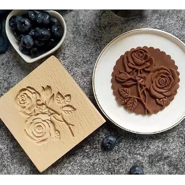 Wooden Cookie Molds Carved Wooden Cookie Biscuit Mold Baking Cookie Mold Wooden Mold Cookie Cutter Embossing Mold Gingerbread Mold DIY Baking Tools