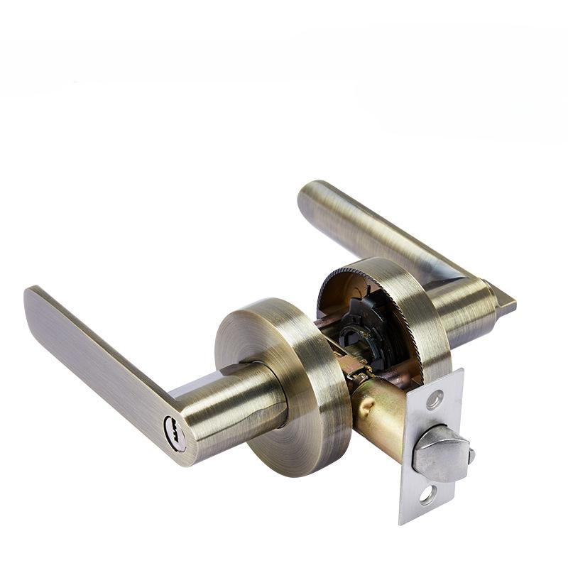Black Door Handle Door Handle Lock Square Channel Privacy Mask Interior Bedroom Room Bathroom Three-Bar Spherical Lock Home Lock