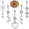 Sterling Silver Dangle Belly Button Rings for Women with Zircon Navel Stud Body Piercing Jewelry Statement Pieces