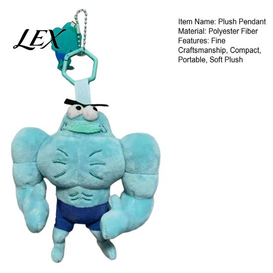 Durable Plush Accessory for Kids Funny Buff Muscle Fish Keychain, Cartoon Stuffed Fashionable Trendy Gift Friends Pendant, Novelty Soft Bag Charm Key