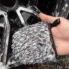 SEAMETAL 1PC Microfiber Car Wash Glove Double-Side Finger Pocket Car Wheel Wash Mitt for Car Cleaning