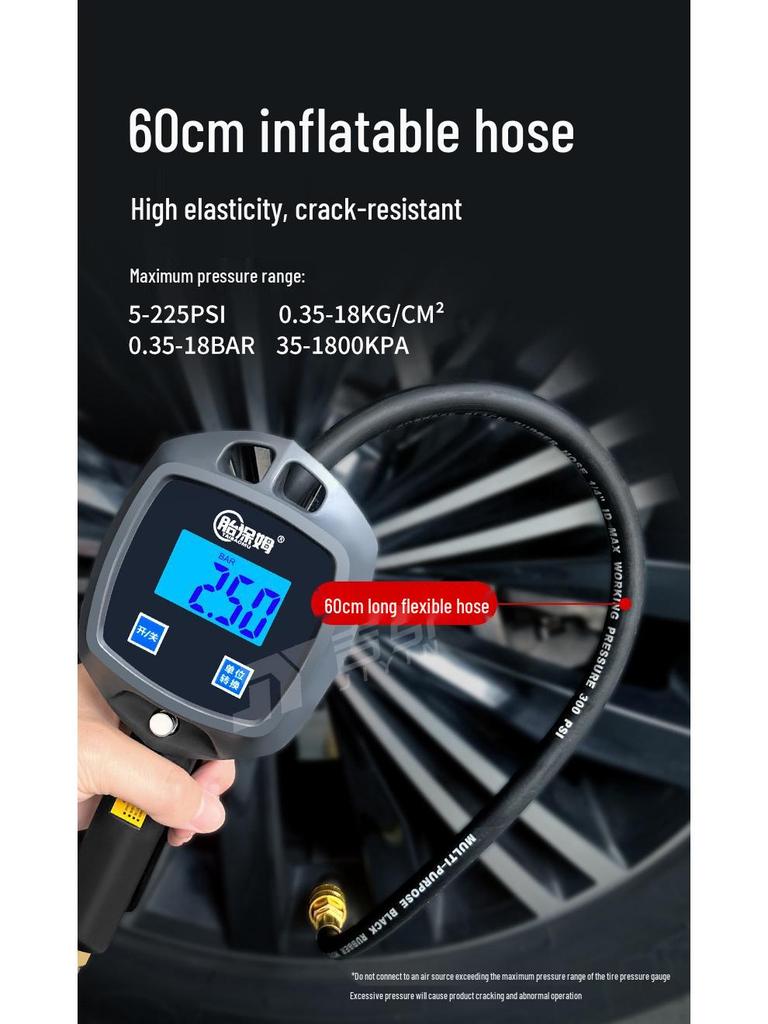 Digital Tire Pressure Gauge with Large Display and Inflator