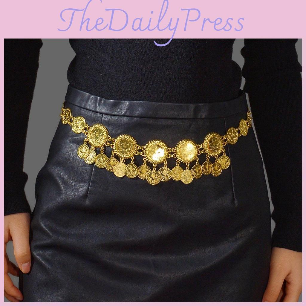 Stylish East Middle Gold Metal Coin Tassel Waist Chain For Women Summer Fashion