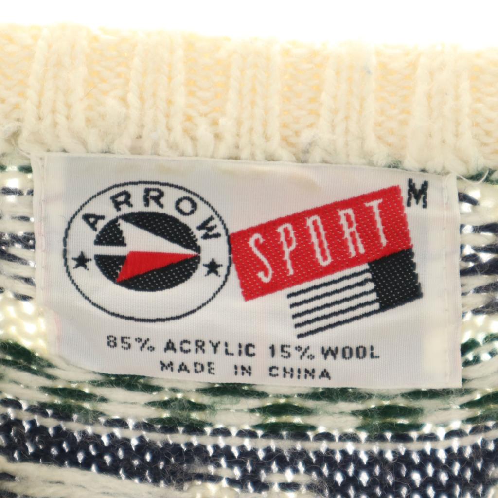 ARROW SPORT 80er 90er Altes Fair Isle Muster Langarmpullover M Strick Herren Gebraucht