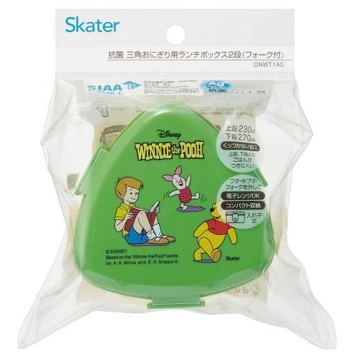 Skater Antibacterial Triangular Rice Ball Lunch Box Two Tiers 500ml Rice Ball Case Microwave Safe Cute Children Disney Winnie the Pooh Retro Pooh ONWT
