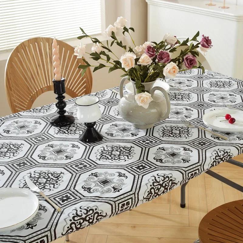4Ft/6Ft Rectangle Vinyl Picnic Table Cloth Waterproof Elastic Fitted Table Covers Outdoor Table Cover for Camping Dining Indoor