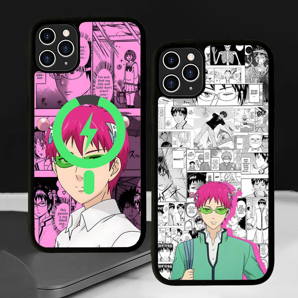 Cute Kitty Boy Saiki Kusuo Magnetic Case For IPhone 17 16 14 13 12 11 15 Pro Max Plus Wireless Charge Phone Cover