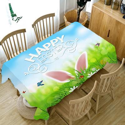 Egg Bunny Print Tablecloth Happy Easter Tablecloth Party Feast Table Holiday Decoration Rectangular Table Mat Accessories