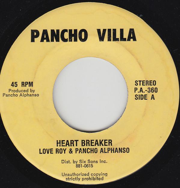 

7inch Record LOVE ROY & PANCHO ALPHANSO - Heart Breaker PA360 Pancho Villa Re US Reggae, Ska & Dub Used