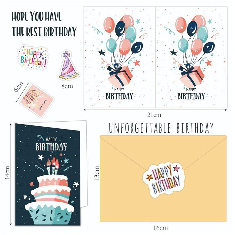 M-Modern-50Pcs Uniqe Birthday Cards With Envelopes And Stickers,Greeting Cards Birthday Cards Pack, Birthday Card Pack For Kids