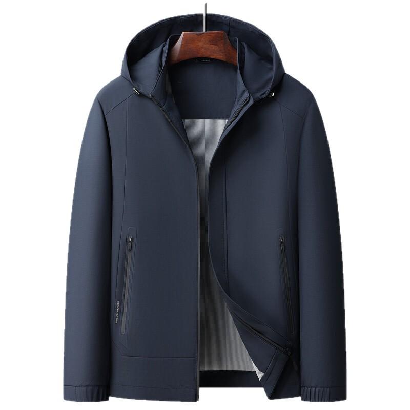 Men's Jacket Middle-aged Dad Business Casual Men's Spring and Autumn Clothes Loose Hoodable Removable Old Man Grandpa's Clothes