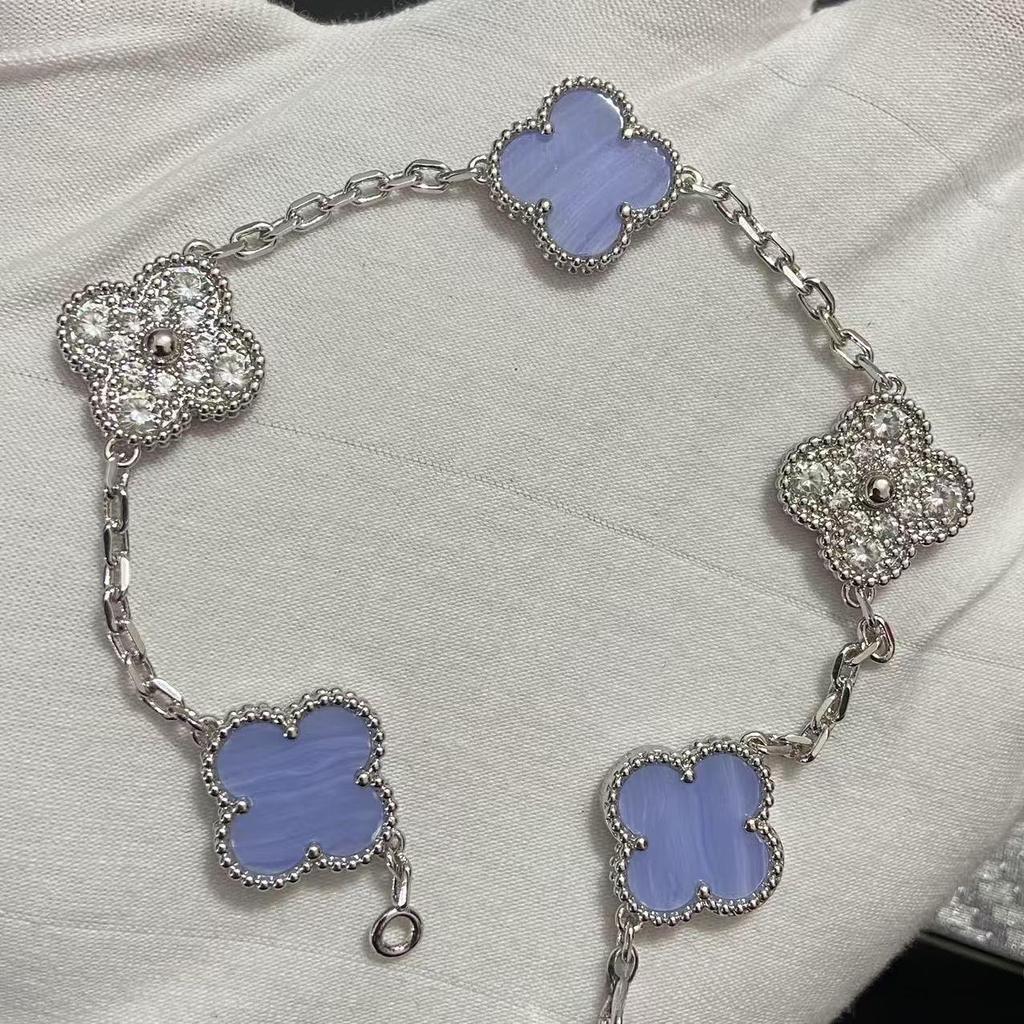 Nuova Versione Bracciale Quadrifoglio Cinque Fiori Agata Rossa Naturale Madreperla Bianca Bracciale da Donna Bracciale Laser