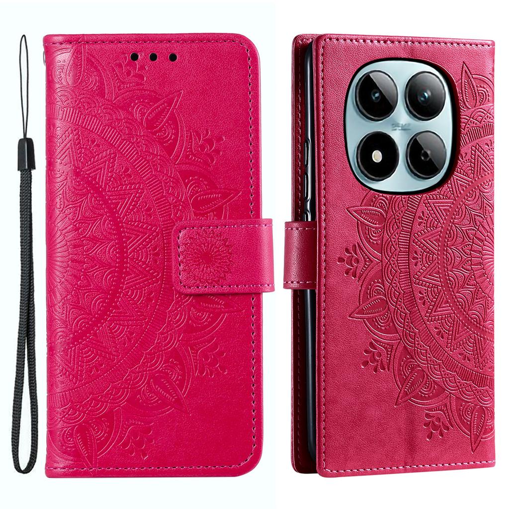 For Xiaomi Redmi Note 15 Pro 4G (Global) Stand Case Imprinted Totem PU Leather Wallet Phone Cover with Wrist Strap