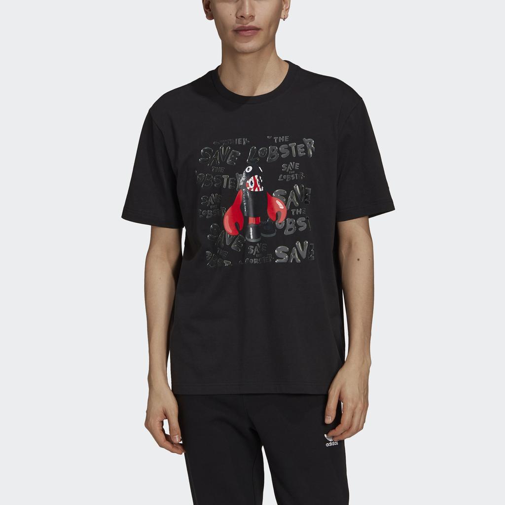 Adidas Originals Artist Tee Ss Lobster Print Crew Neck Sport Short Sleeve T-Shirt Men Tops Black HA4699