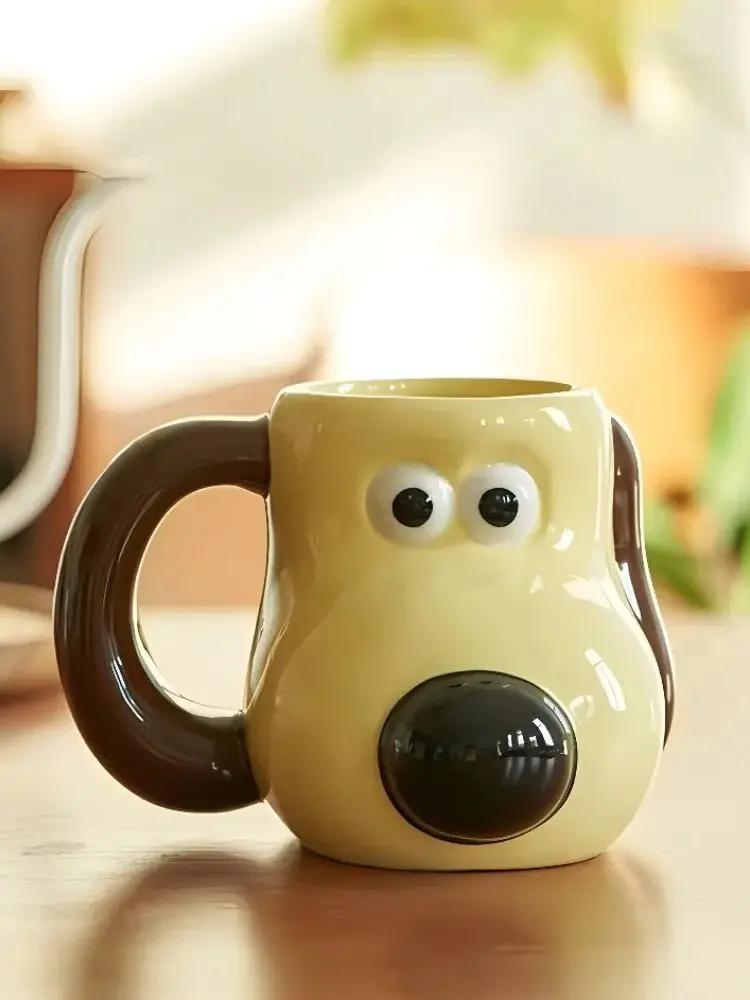 

1 шт. 3D мультяшная собака керамическая кружка кофейная кружка забавная новинка кружка завтрак молочная чашка безопасная для микроволновой печи посуда подарок для детей друзья 401-500ml жёлтый