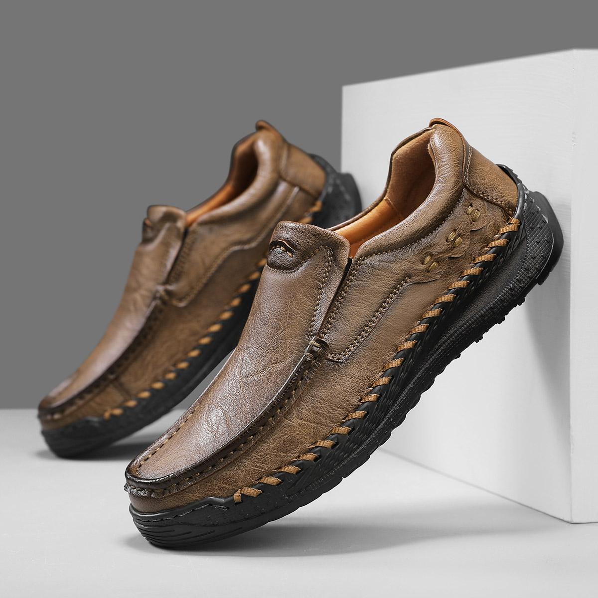 

Новые мужские кожаные туфли ручной работы, повседневные, удобные, мужские кожаные мокасины без застежек, мужские туфли на плоской подошве, горячая распродажа, мокасины, обувь для мужчин 46 хаки