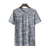 Men Summer T-shirt Ice Sik Short Sleeves Camouflage Print Loose Thin Pullover Round Neck Streetwear Daily Wear Mid Length Casual Sport Jogging Top