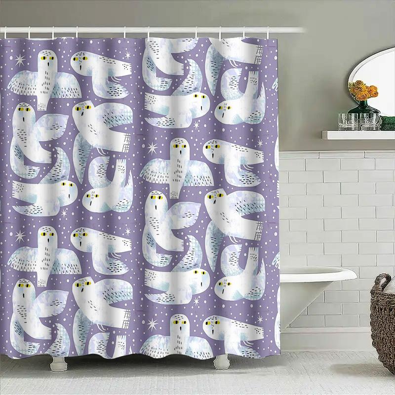 Bathroom Shower Curtain Floral Bird Pattern Waterproof Decor Farmhouse Rustic Home Textile Washable Liner